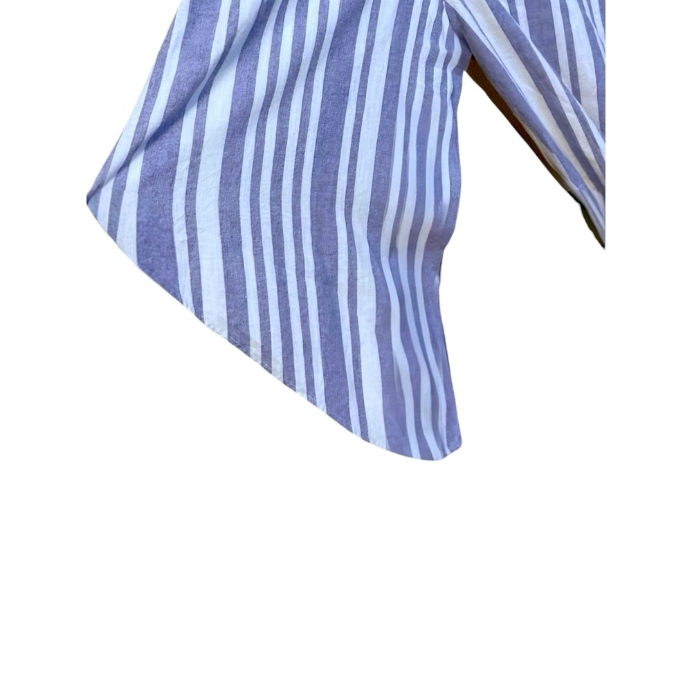 Everlily Women's Jumpsuit Size S White Blue Stripe Wide Leg Linen Blend Travel - Picture 9 of 10